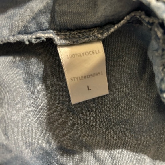 MUSTARD SEED Square Neck Puff Sleeve Denim Dress Acid Wash Mini Dress Large VGC - Picture 5 of 6